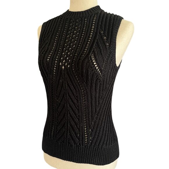 Banana Republic Sweaters - Banana Republic Sleeveless Open Stitch Sweater Sz M Preppy Coastal Capsule Black